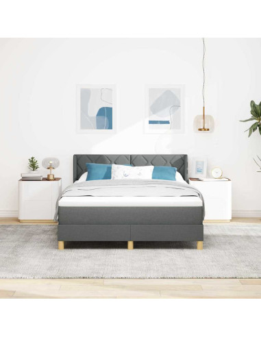 Letto a molle con testiera Grigio scuro 200 x 140 cm Tessuto