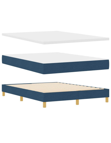 Letto a molle con testiera Blu 200 x 160 cm Tessuto