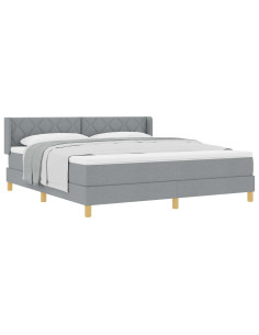 Letto a molle con testiera Grigio chiaro 200 x 180 cm Tessuto 2