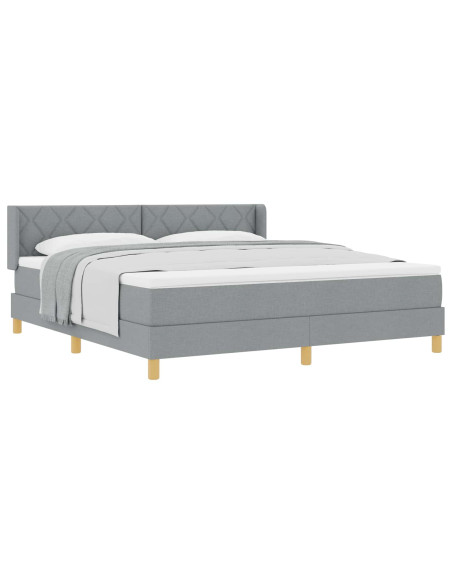 Letto a molle con testiera Grigio chiaro 200 x 180 cm Tessuto