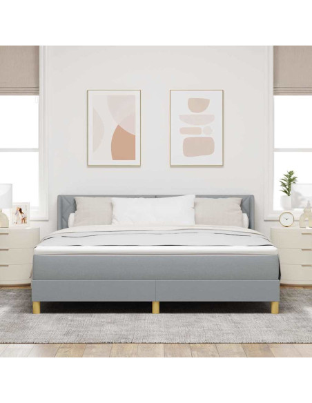 Letto a molle con testiera Grigio chiaro 200 x 180 cm Tessuto