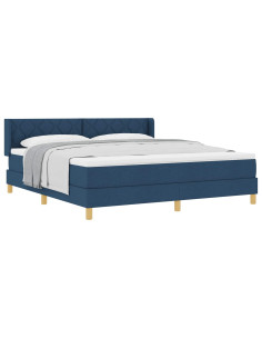 Letto a molle con testiera Blu 200 x 180 cm Tessuto 2