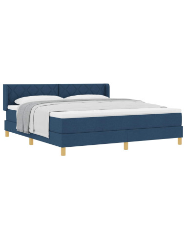 Letto a molle con testiera Blu 200 x 180 cm Tessuto