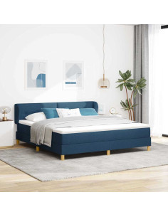 Letto a molle con testiera Blu 180 x 200 cm Tessuto