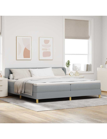Letto a molle con testiera Grigio chiaro 200 x 200 cm Tessuto