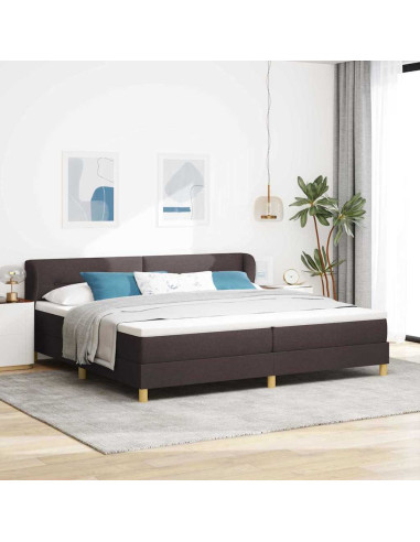 Letto a molle con testiera Marrone Scuro 200 x 200 cm Tessuto