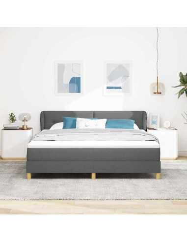 Letto a molle con testiera Grigio scuro 180 x 200 cm Tessuto