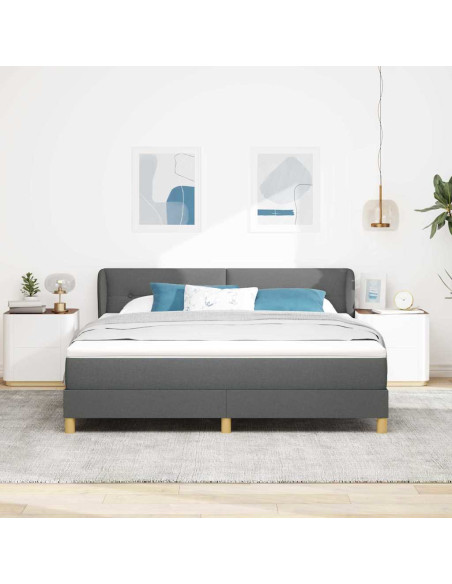 Letto a molle con testiera Grigio scuro 180 x 200 cm Tessuto