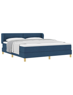 Letto a molle con testiera Blu 180 x 200 cm Tessuto 2
