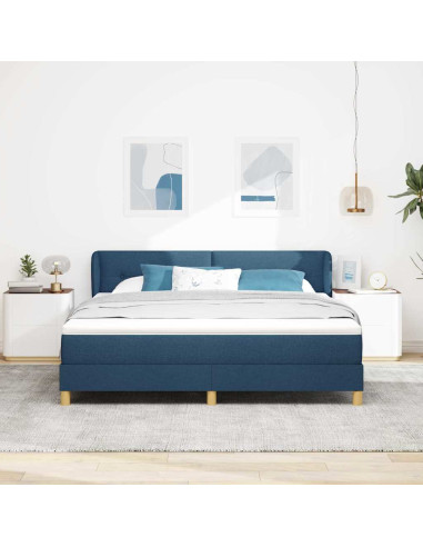 Letto a molle con testiera Blu 180 x 200 cm Tessuto