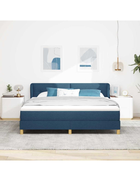 Letto a molle con testiera Blu 180 x 200 cm Tessuto