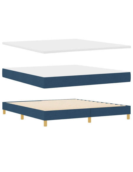 Letto a molle con testiera Blu 180 x 200 cm Tessuto