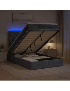 Letto Ottomano con Materasso e LED Grigio Scuro 120 x 190 cm