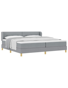 Letto a molle con testiera Grigio chiaro 200 x 200 cm Tessuto 2