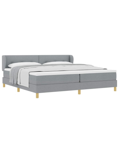 Letto a molle con testiera Grigio chiaro 200 x 200 cm Tessuto