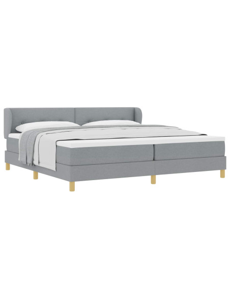 Letto a molle con testiera Grigio chiaro 200 x 200 cm Tessuto