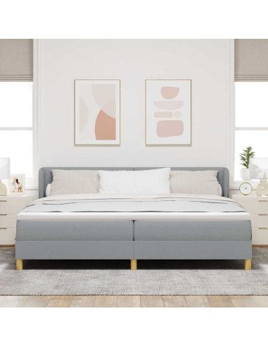 Letto a molle con testiera Grigio chiaro 200 x 200 cm Tessuto