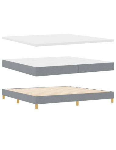 Letto a molle con testiera Grigio chiaro 200 x 200 cm Tessuto