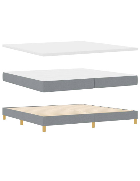 Letto a molle con testiera Grigio chiaro 200 x 200 cm Tessuto
