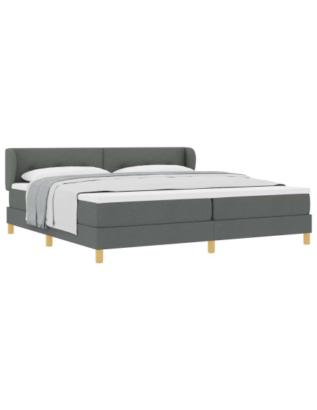 Letto a molle con testiera Grigio scuro 200 x 200 cm Tessuto