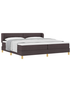 Letto a molle con testiera Marrone Scuro 200 x 200 cm Tessuto 2