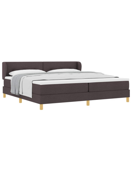 Letto a molle con testiera Marrone Scuro 200 x 200 cm Tessuto