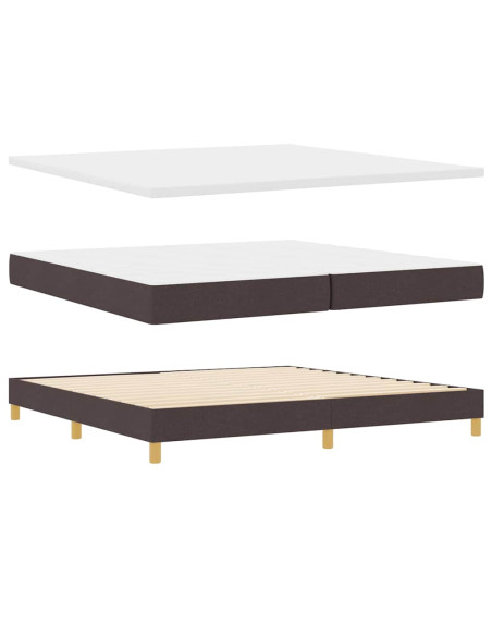 Letto a molle con testiera Marrone Scuro 200 x 200 cm Tessuto