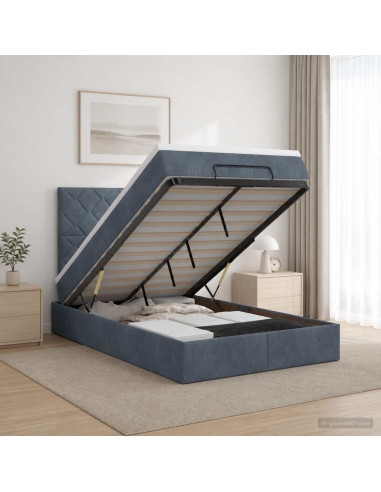 Letto Ottomano con Materasso e LED Grigio Scuro 120 x 200 cm