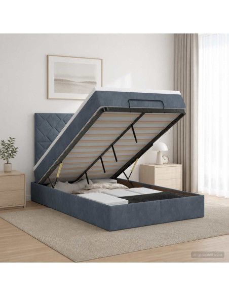 Letto Ottomano con Materasso e LED Grigio Scuro 120 x 200 cm