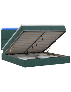 Letto Ottomano con Materasso e LED Verde Scuro 180 x 200 cm 2
