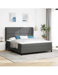 Letto a molle con testiera Grigio scuro 180 x 200 cm Tessuto