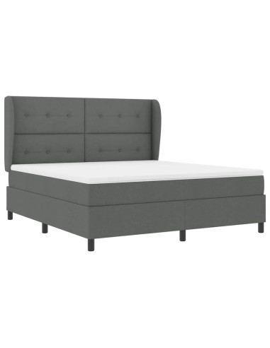 Letto a molle con testiera Grigio scuro 180 x 200 cm Tessuto