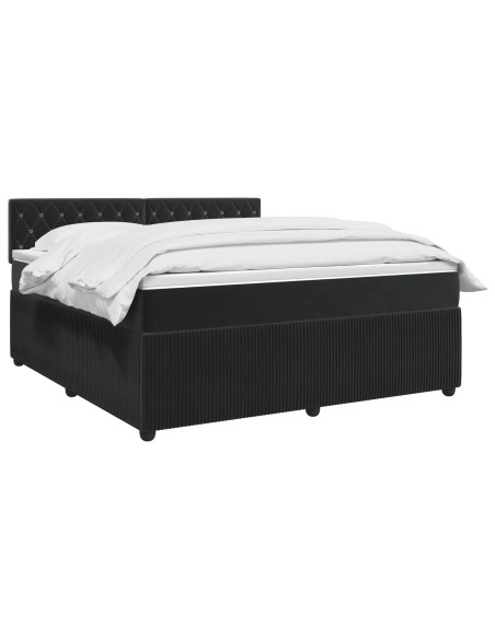 Letto box spring con materasso Nero 160 x 200 cm Velluto