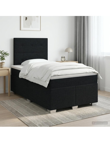 Letto box spring con materasso Nero 120 x 190 cm Tessuto