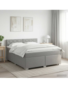 Letto box spring con materasso Grigio Chiaro 140 x 200 cm