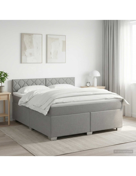 Letto box spring con materasso Grigio Chiaro 140 x 200 cm