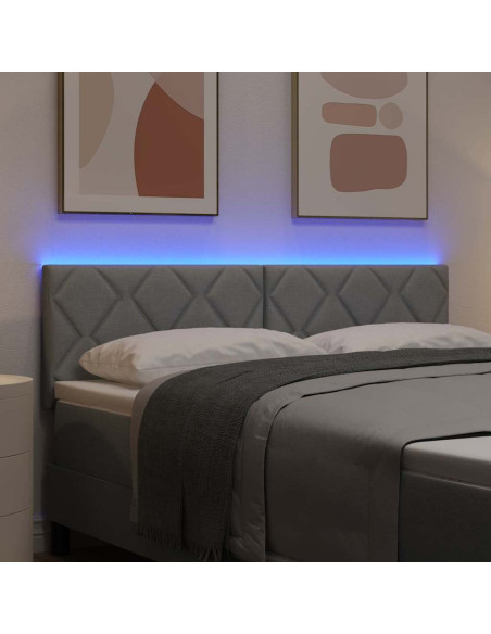 Testiera LED Grigio chiaro 144 cm Tessuto