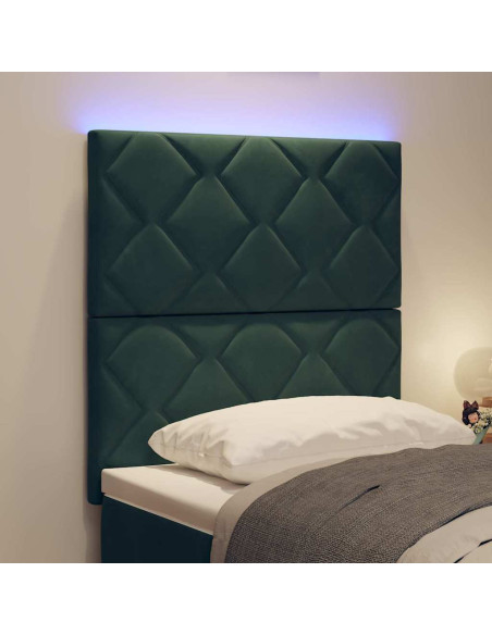 Testiera LED Verde Scuro 80 cm Velluto