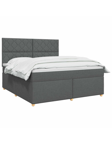 Letto box spring con materasso Grigio Scuro 140 x 190 cm