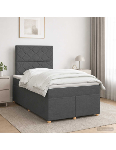 Letto box spring con materasso Grigio Scuro 120 x 190 cm