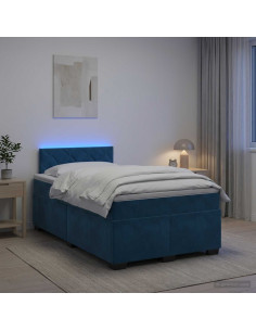 Letto con Box Spring, Materasso e LED Blu 120 x 190 cm Velluto