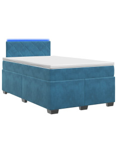 Letto con Box Spring, Materasso e LED Blu 120 x 190 cm Velluto 2