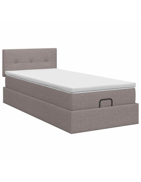 Letto ottomano con materasso Tortora 100 x 200 cm Tessuto