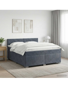 Letto con Box Spring, Materasso e LED Grigio Scuro 180 x 200 cm