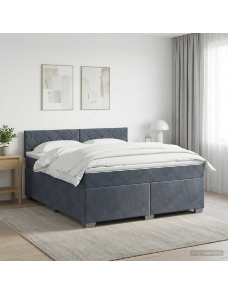 Letto con Box Spring, Materasso e LED Grigio Scuro 180 x 200 cm