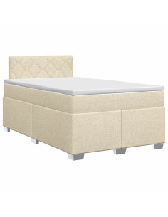 Letto box spring con materasso Crema 120 x 190 cm Tessuto