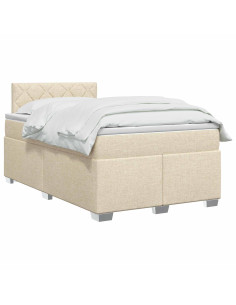 Letto box spring con materasso Crema 120 x 190 cm Tessuto 2