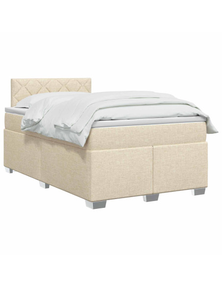 Letto box spring con materasso Crema 120 x 190 cm Tessuto