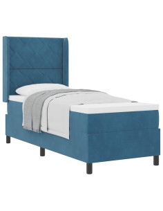 Letto a molle con materasso Blu 80 x 200 cm Velluto 2