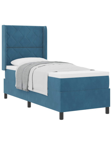 Letto a molle con materasso Blu 80 x 200 cm Velluto